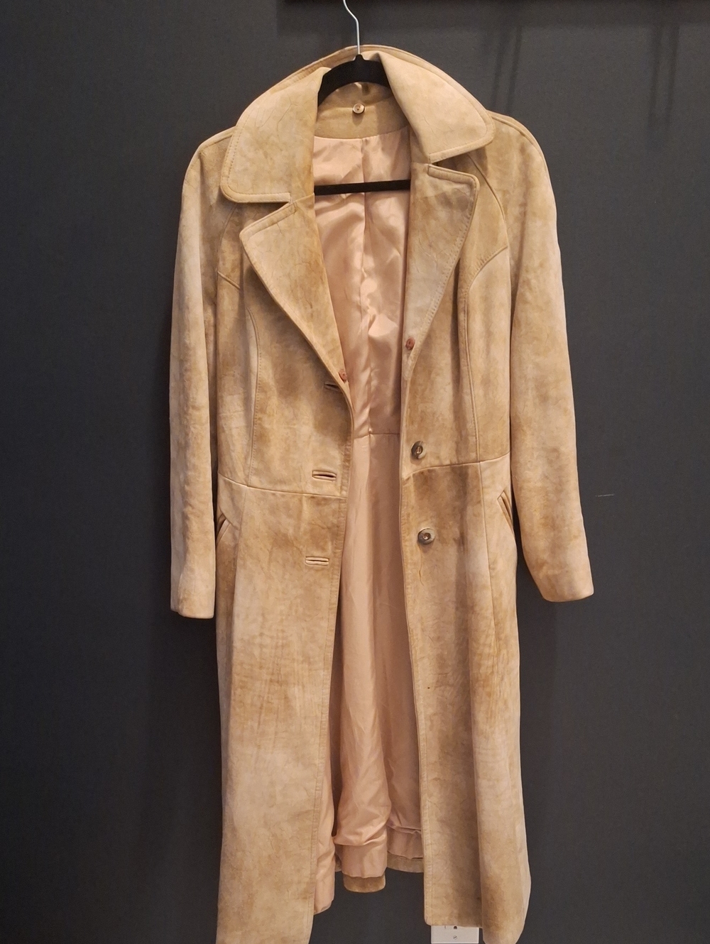 Distressed Ladies Suede Trench Coat